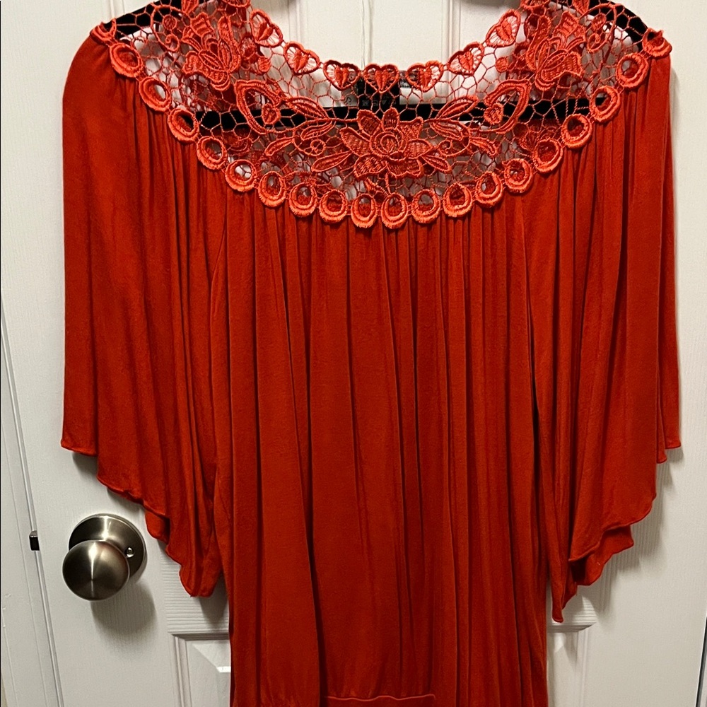 Simply Irresistible Orange Lace Top - Picture 6 of 7